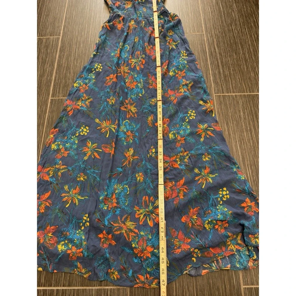 Free People One Step Ahead Maxi Dress Blue Sz XS Boho Romantic Floral Ethereal